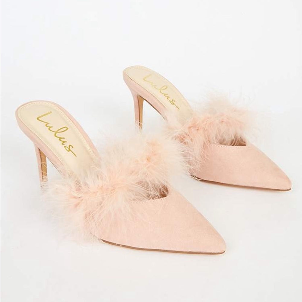 Lulu's Blush Feathered Mules - Picture 5 of 5